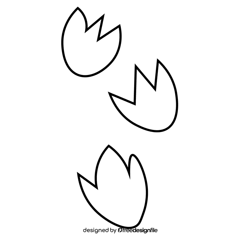 Dinosaurs footsteps black and white clipart