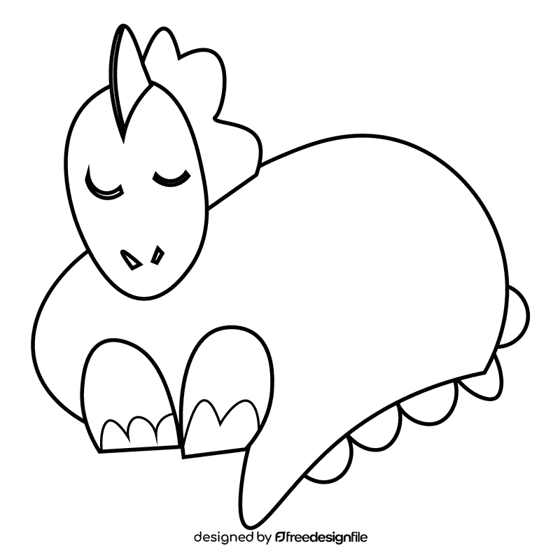 Dinosaurs sleep black and white clipart