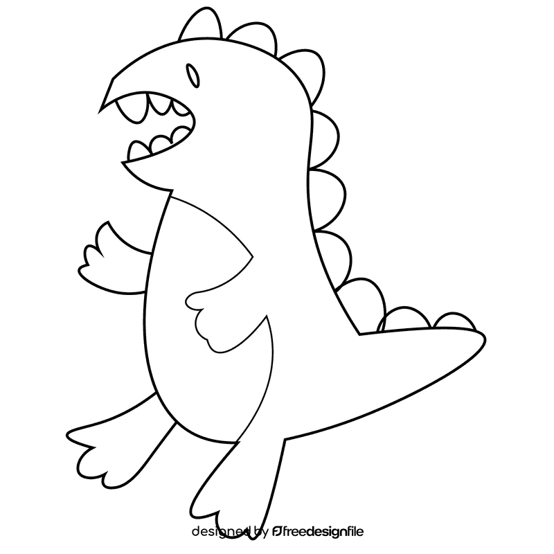 Dinosaurs trex black and white clipart