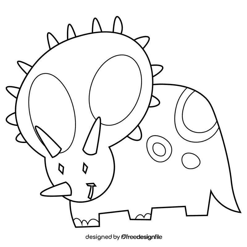 Dinosaurs triceratops black and white clipart