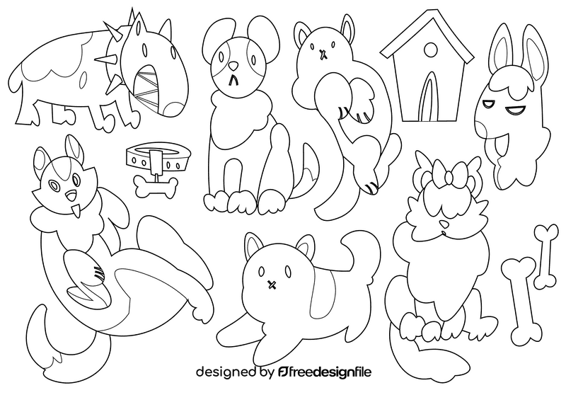 Dogs black and white vector