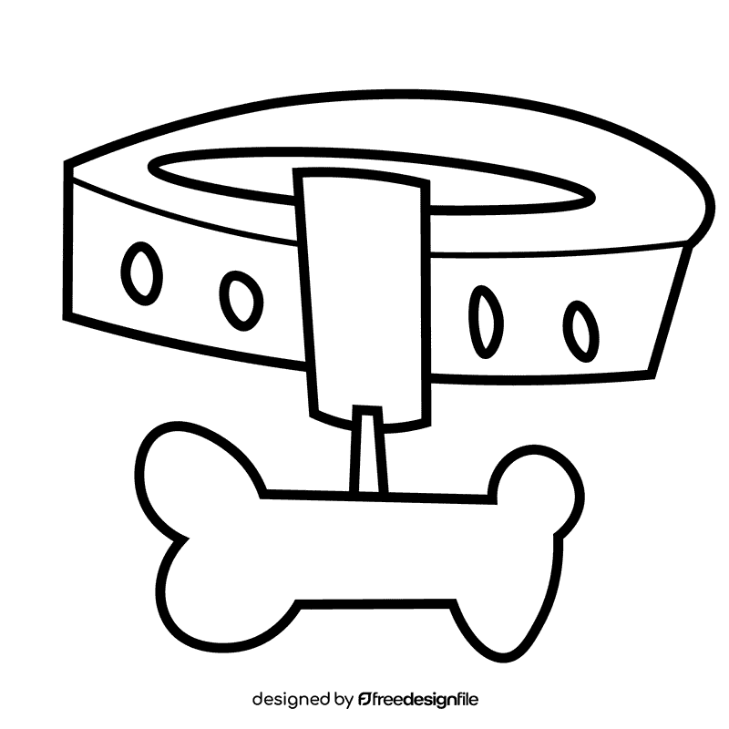 Dogs collar black and white clipart