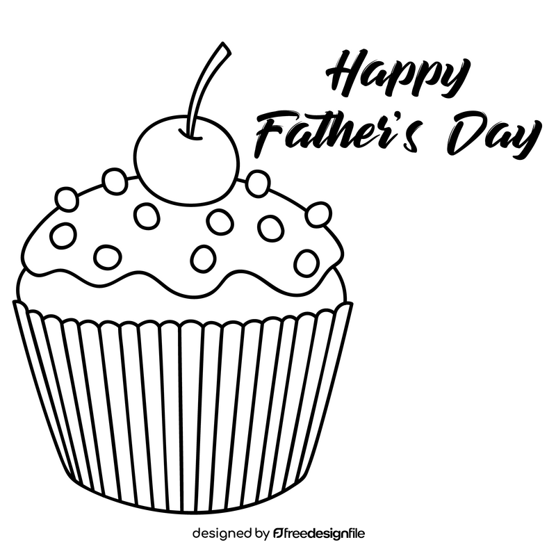 Happy Fathers day cake black and white clipart