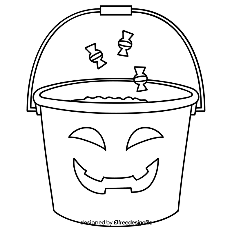 Halloween bucket black and white clipart