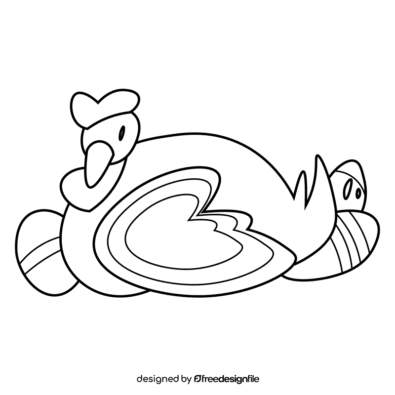 Easter chicken black and white clipart
