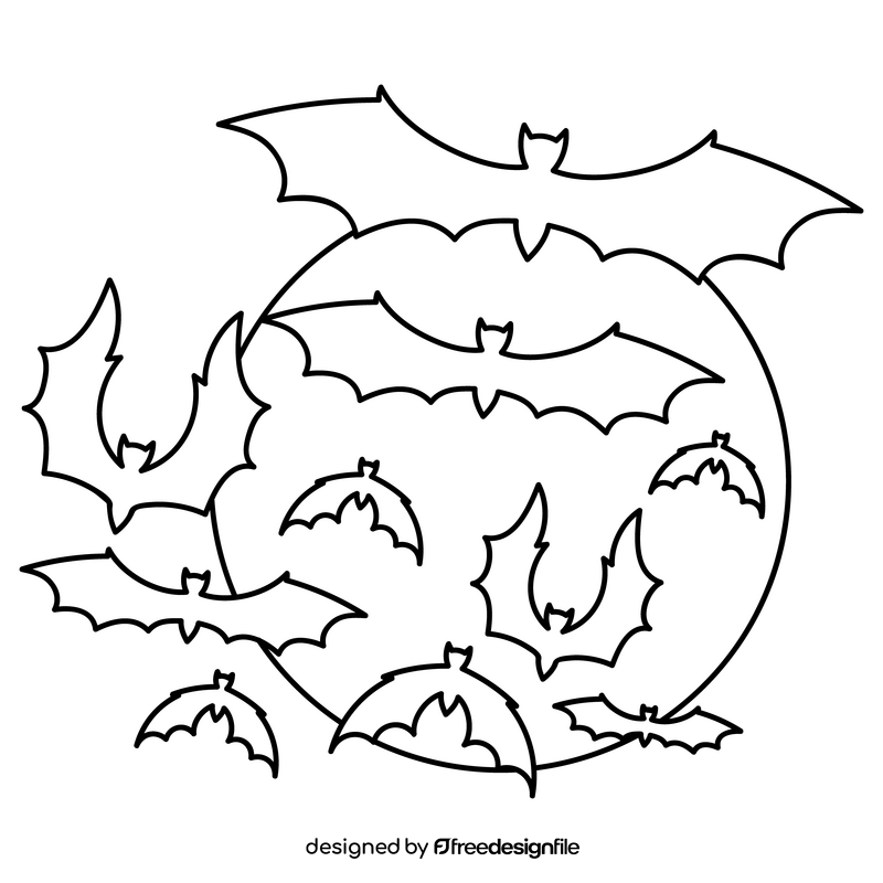 Halloween bats black and white clipart