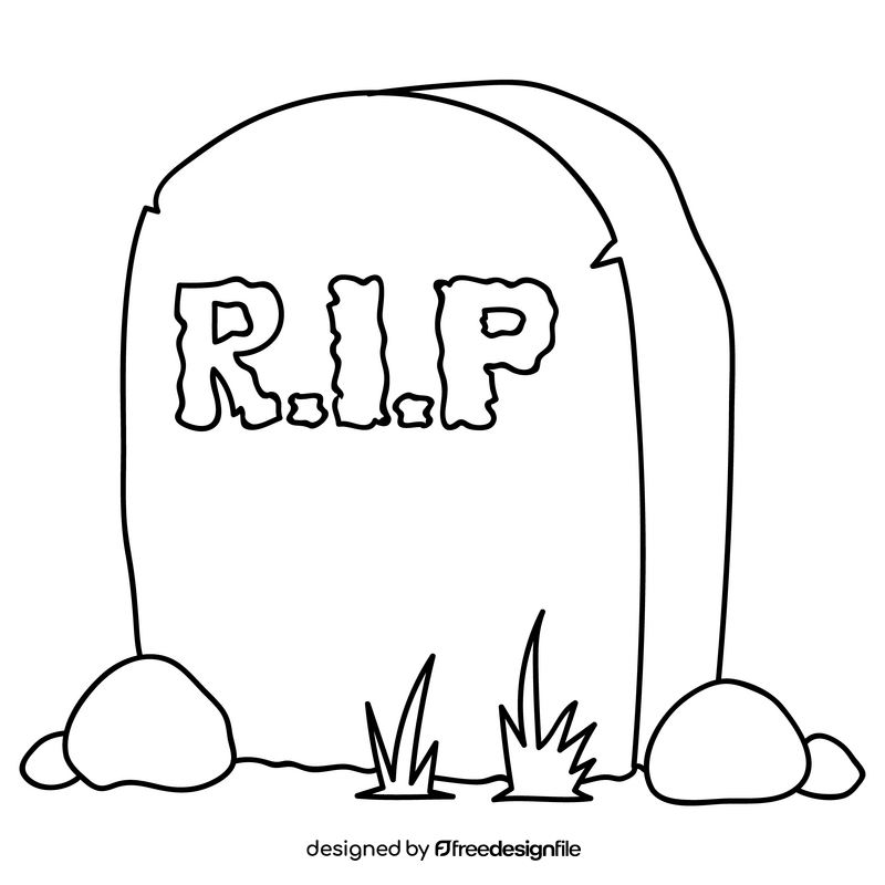 Halloween tombstone black and white clipart