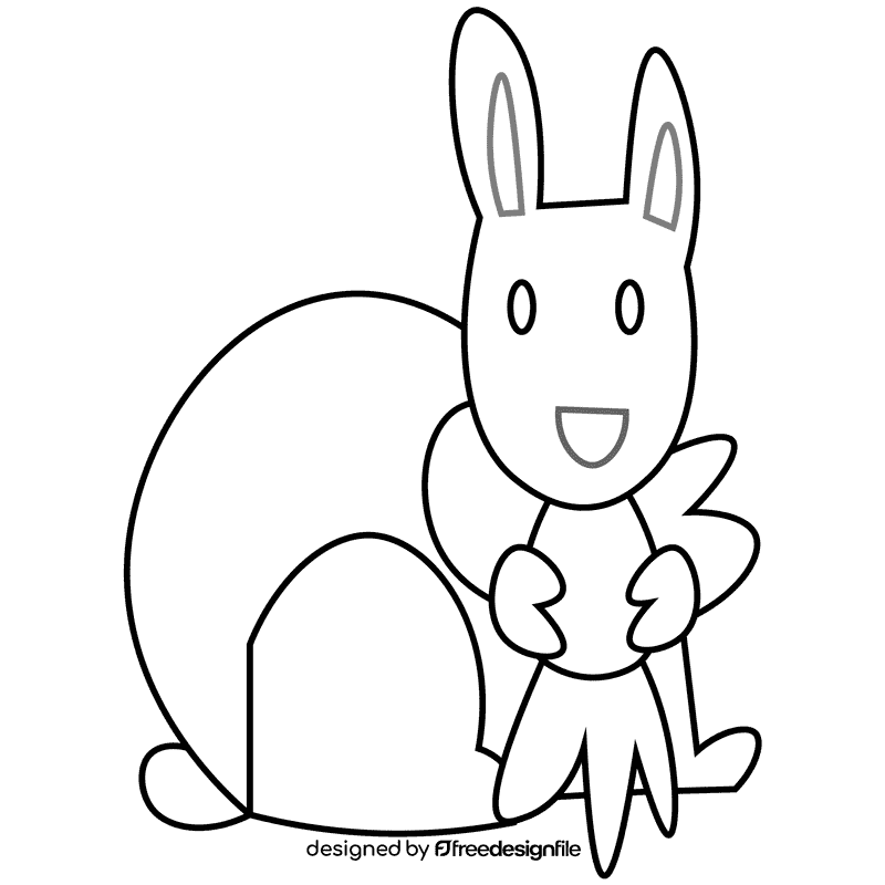 Farm rabbit black and white clipart