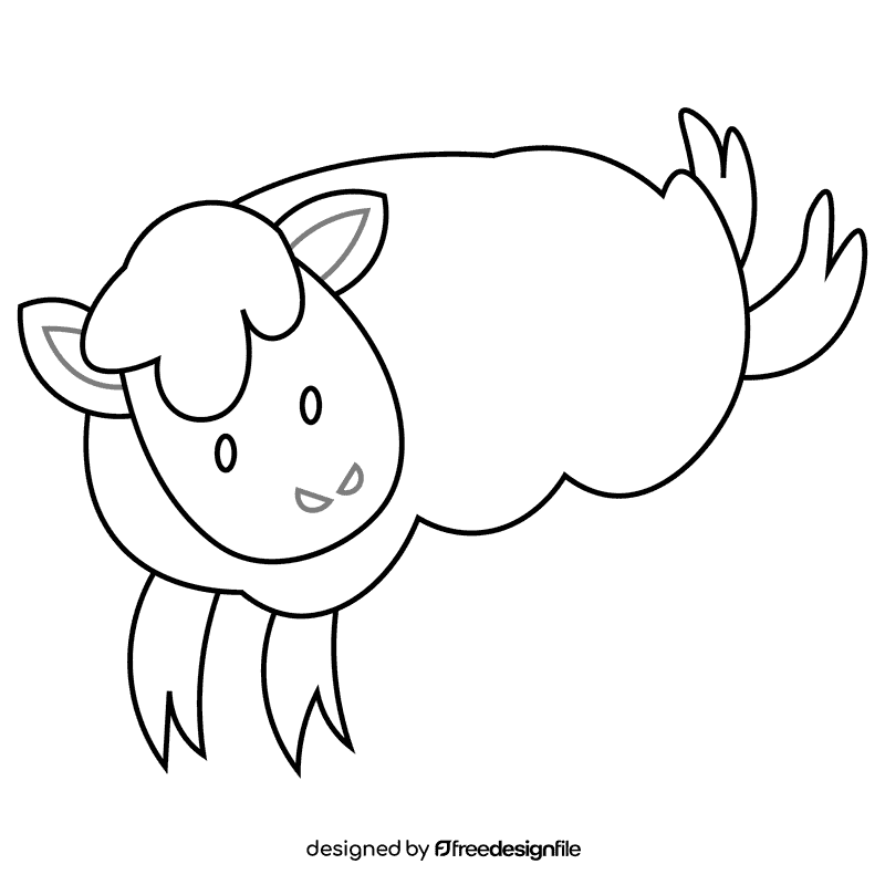 Farm sheep black and white clipart
