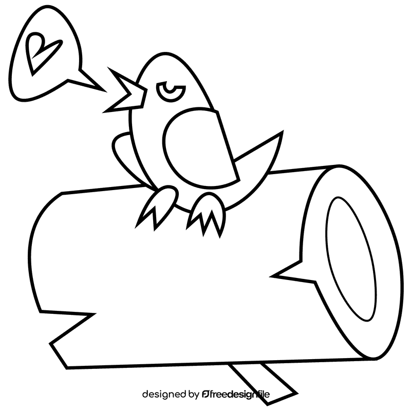 Forest bird black and white clipart