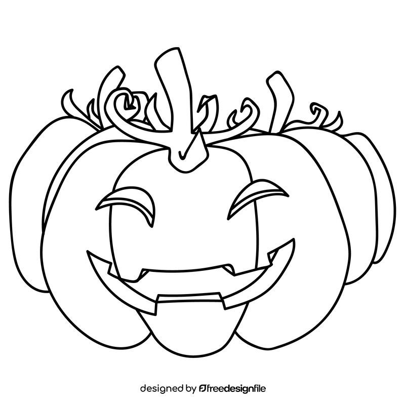 Halloween pumpkin cartoon drawing black and white clipart