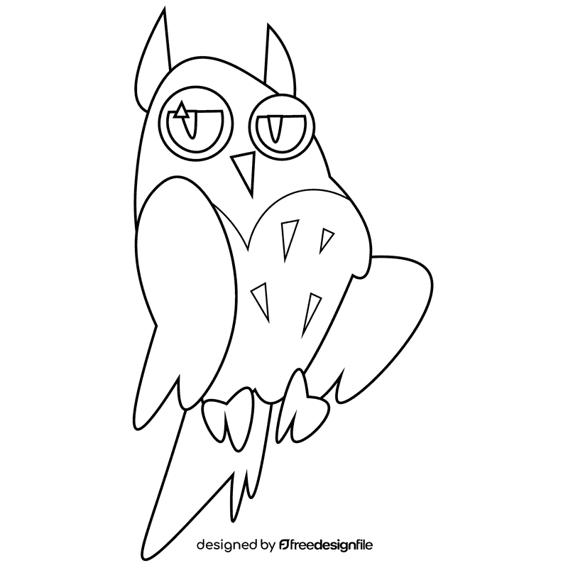 Forest owl black and white clipart