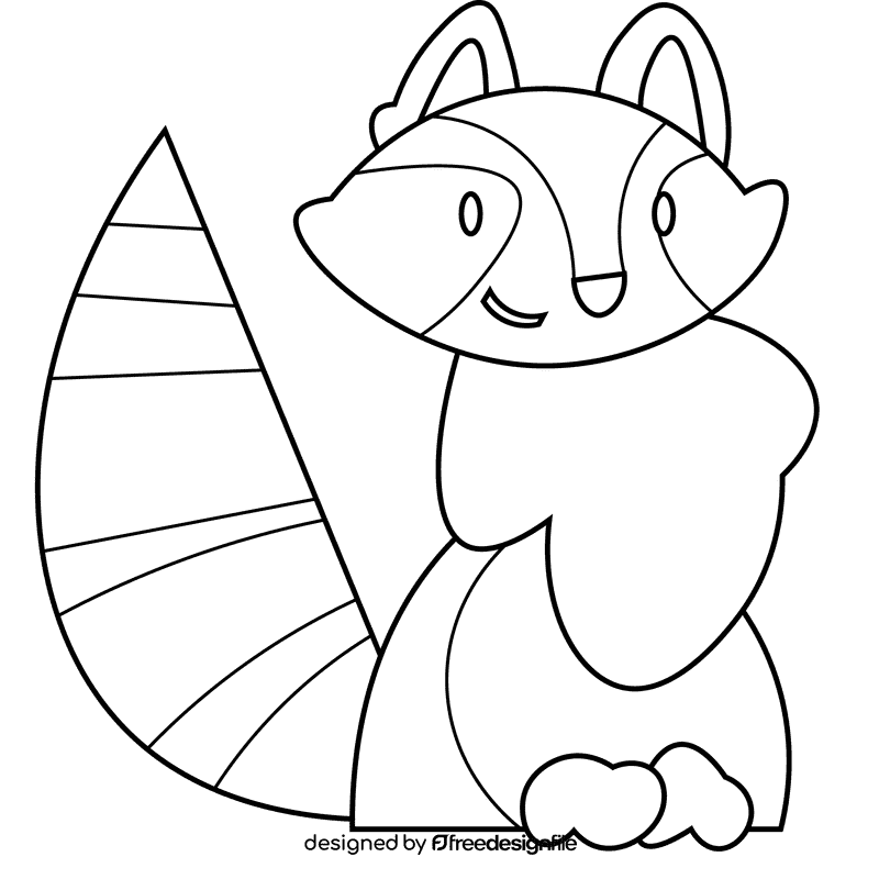 Forest racoon black and white clipart