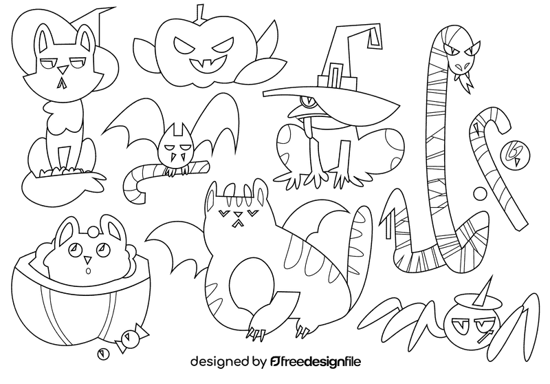 Halloween animals black and white vector