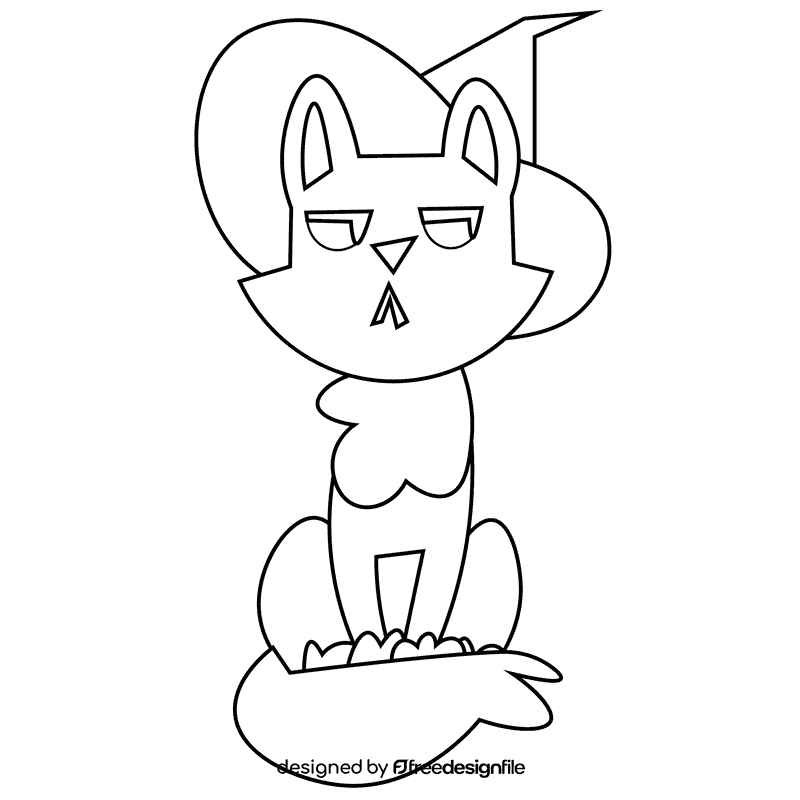Halloween cat black and white clipart