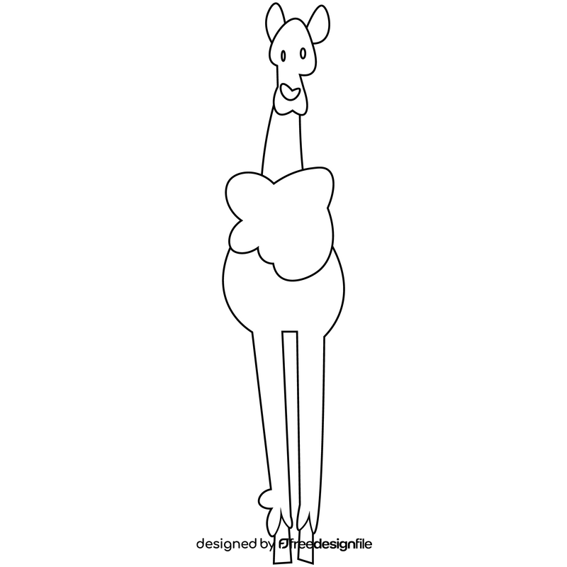 Camel front view black and white clipart