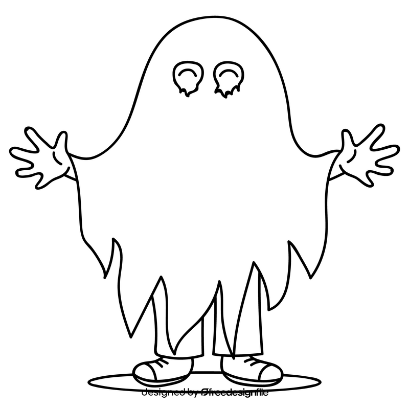 Halloween ghost cartoon drawing black and white clipart