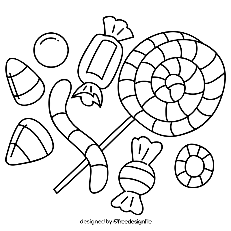 Halloween candy drawing black and white clipart