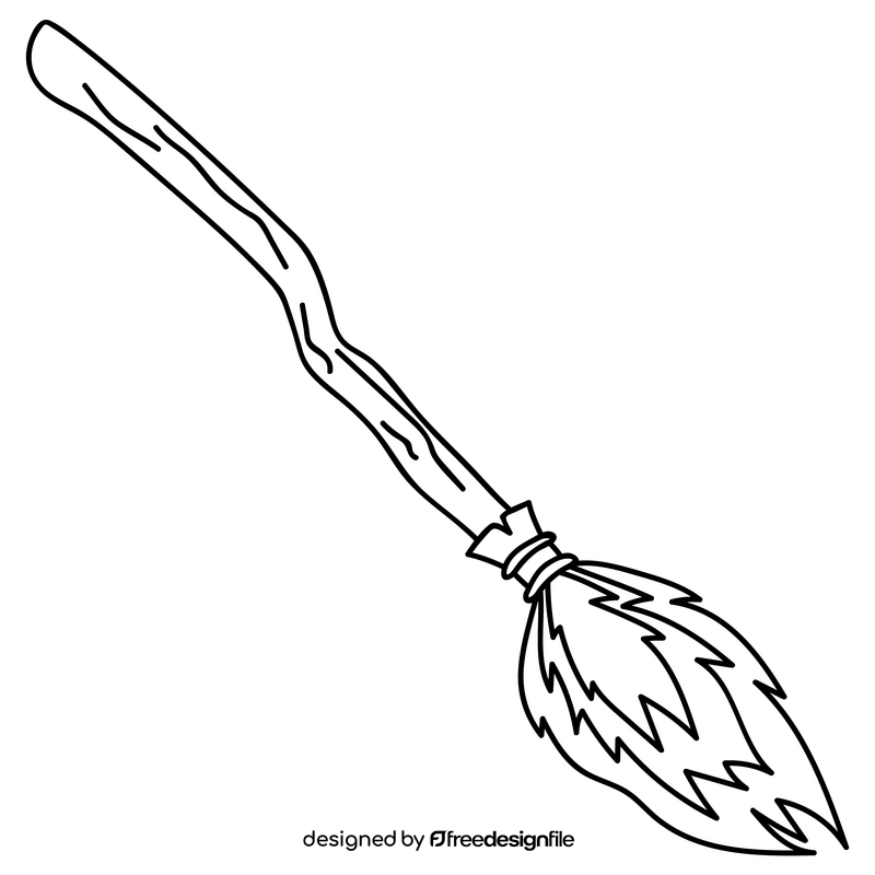 Witch broom black and white clipart