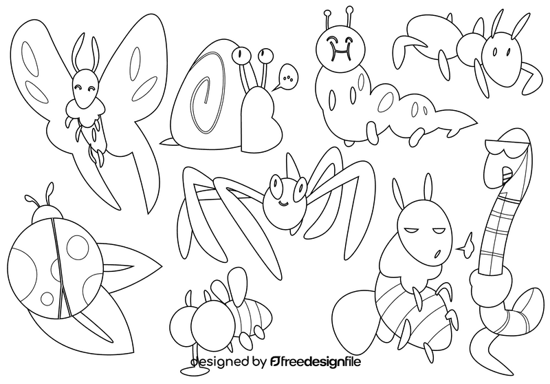 Insects black and white vector
