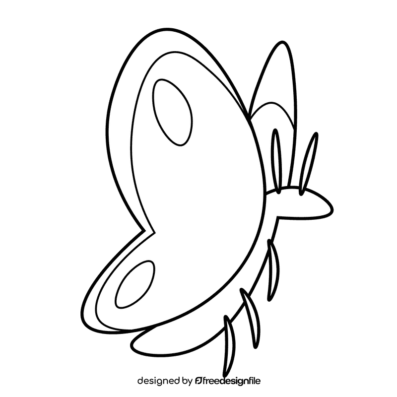 Jungle butterfly black and white clipart