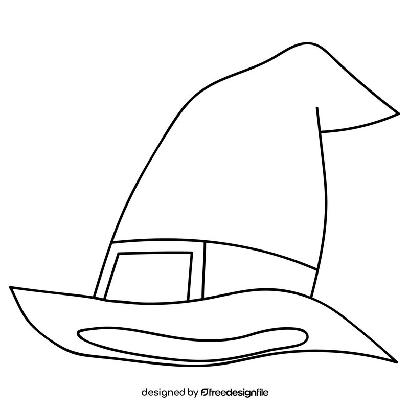 Halloween witch hat drawing black and white clipart