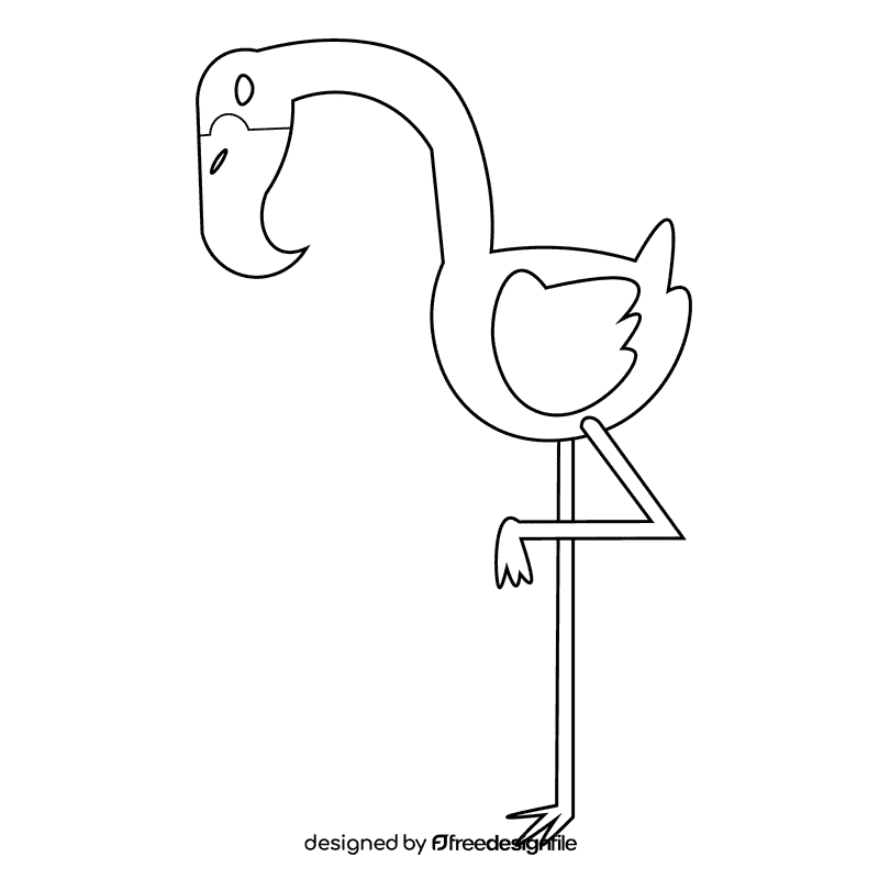 Jungle flamingo black and white clipart