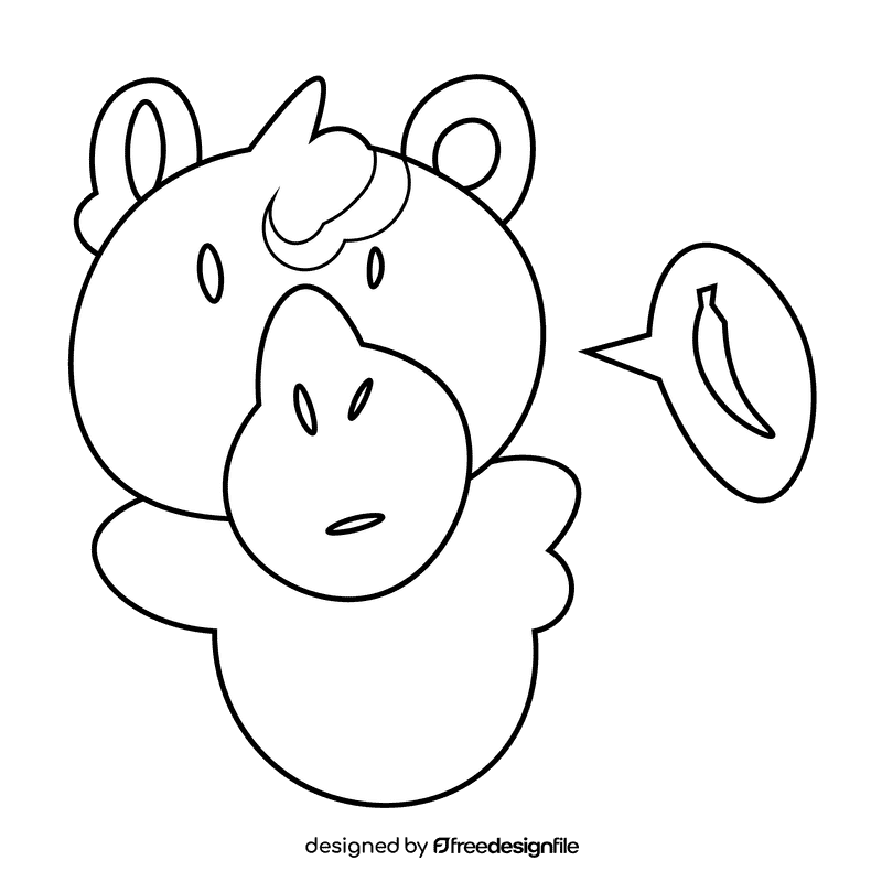 Jungle monkey black and white clipart