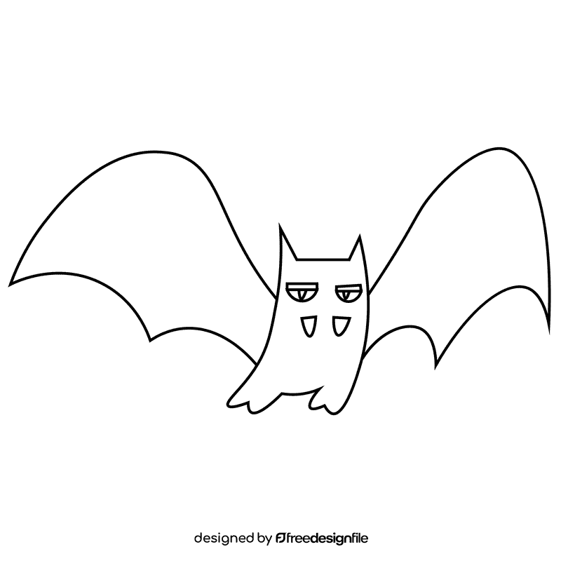 Nocturnal bat black and white clipart