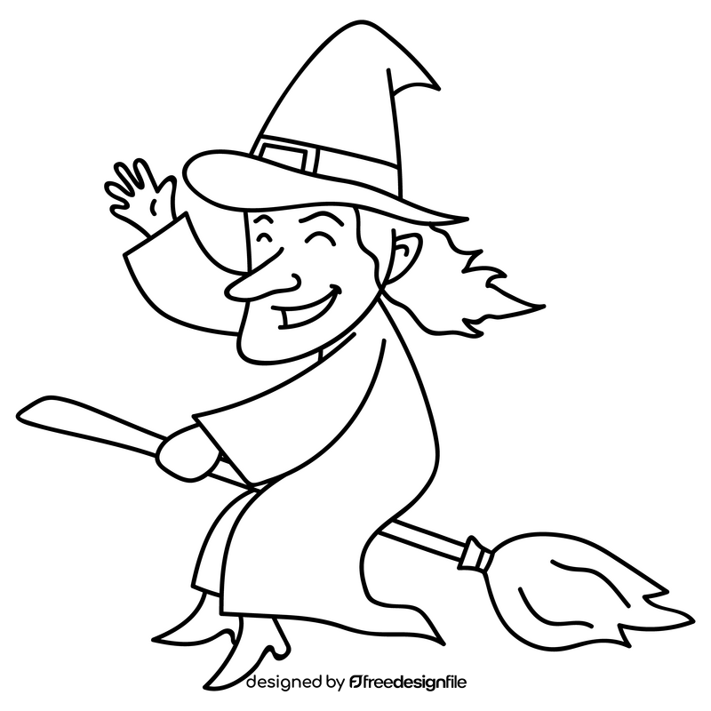 Halloween witch cartoon drawing black and white clipart free download