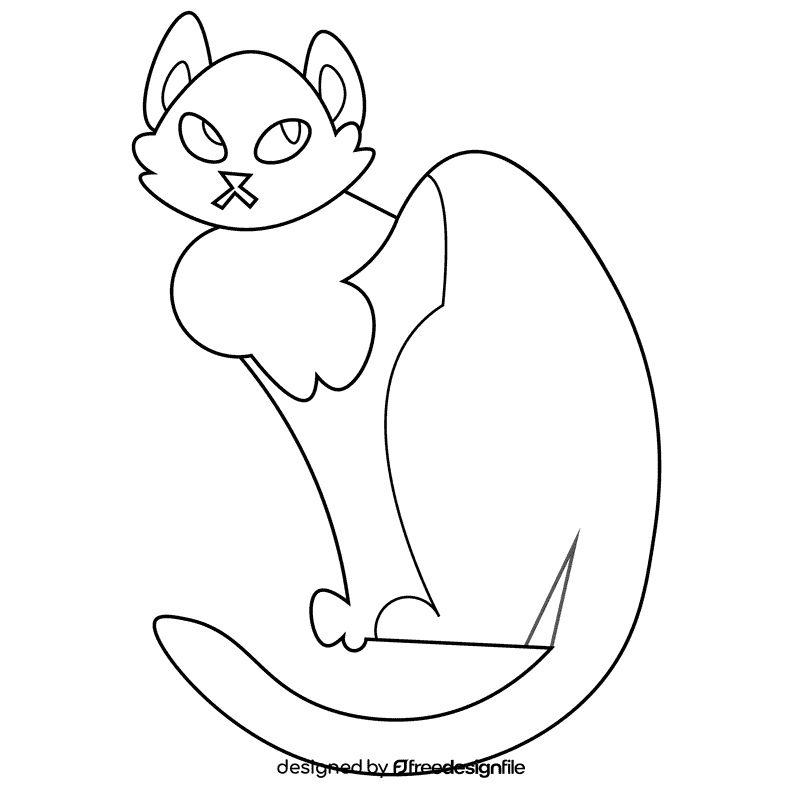 Nocturnal cat black and white clipart