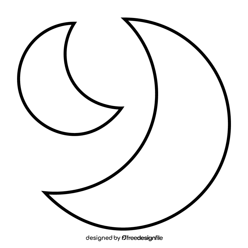 Nocturnal moon black and white clipart