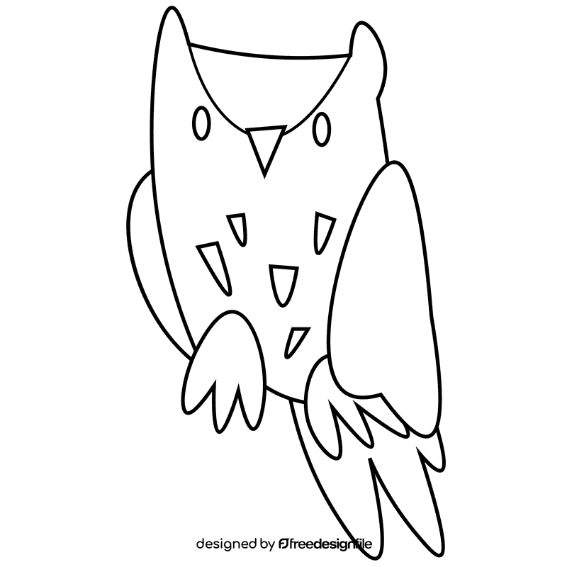 Nocturnal owl black and white clipart