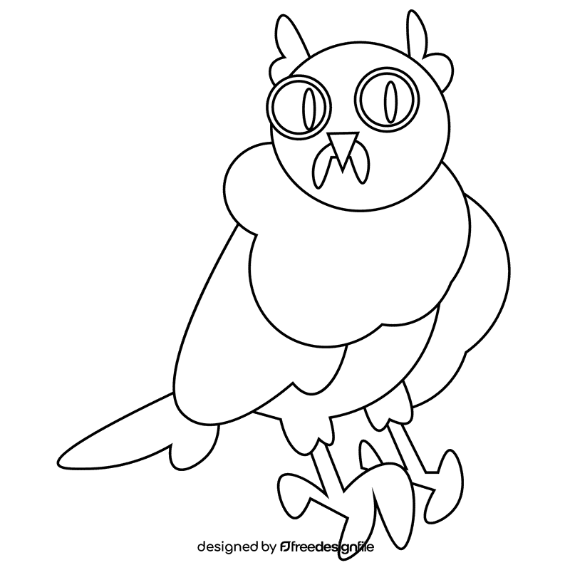 Nocturnal owl worm black and white clipart