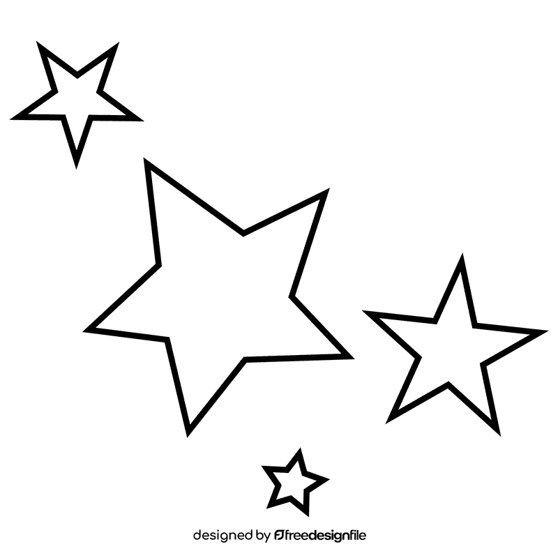 Stars black and white clipart