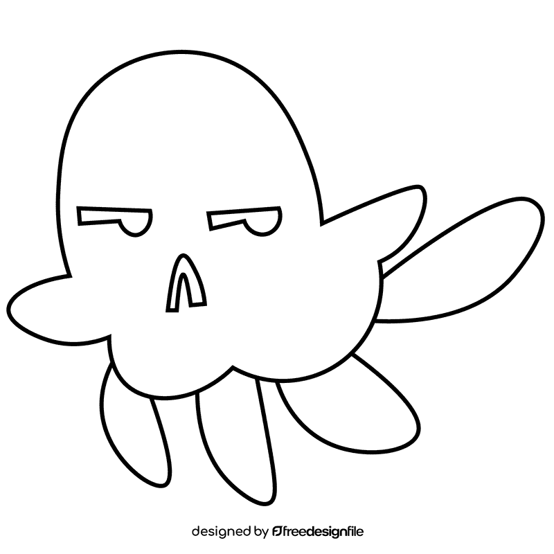 Ocean jellyfish black and white clipart