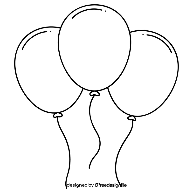 US Independence Day balloons black and white clipart