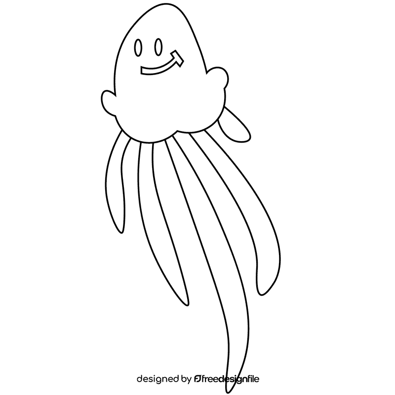 Ocean jellyfish happy black and white clipart
