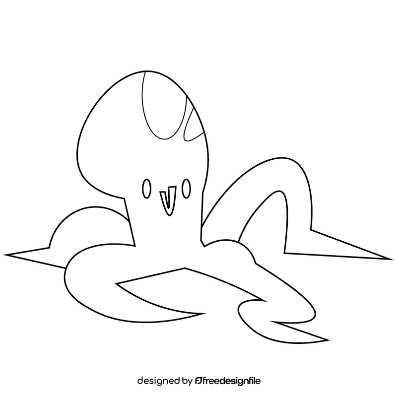 Ocean octopus black and white clipart
