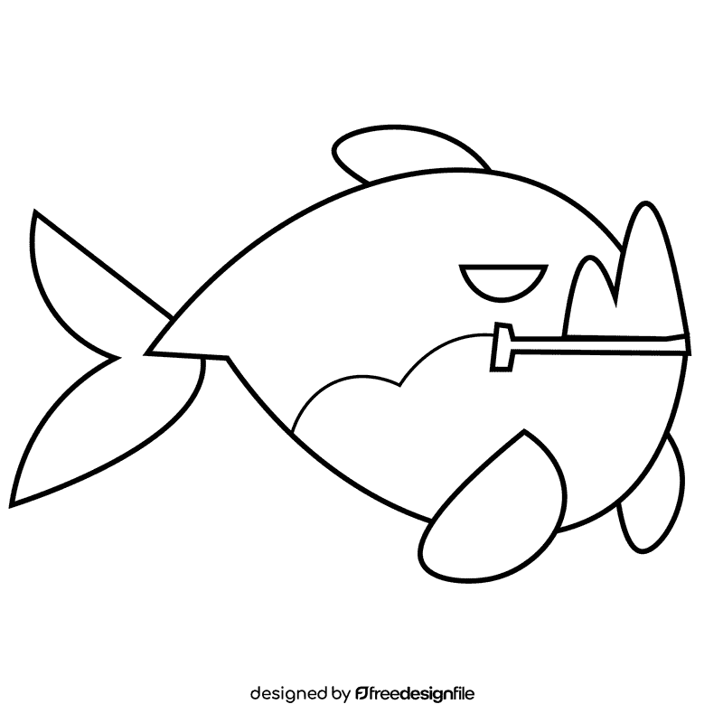 Ocean piranha black and white clipart
