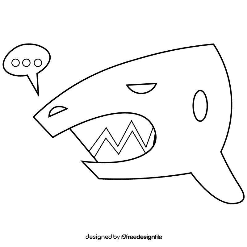 Ocean shark black and white clipart
