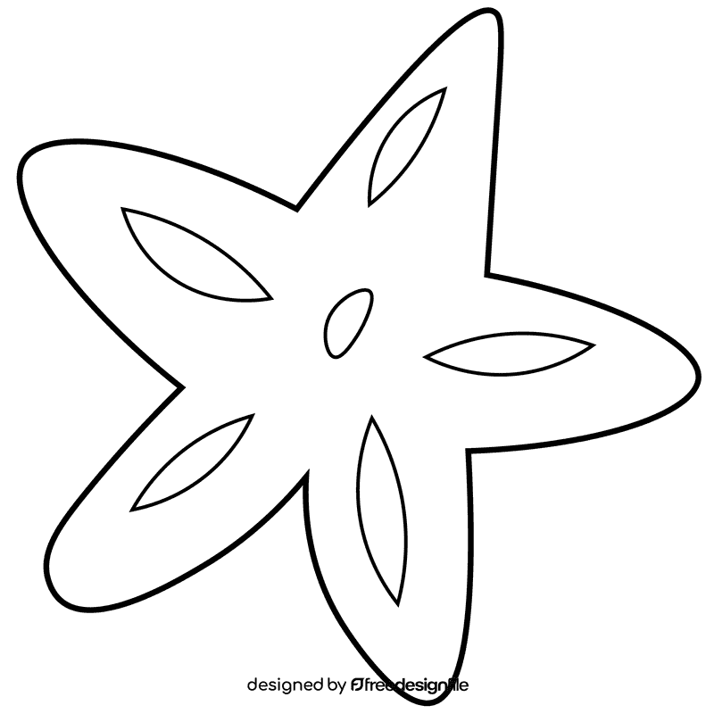 Ocean star black and white clipart