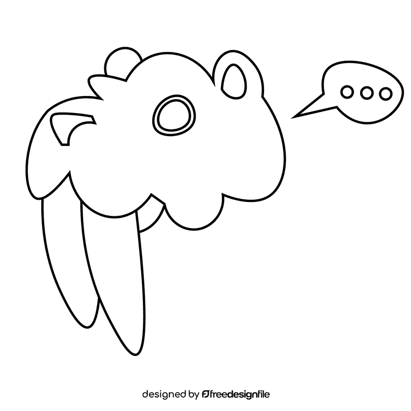 Prehistoric big tooth black and white clipart