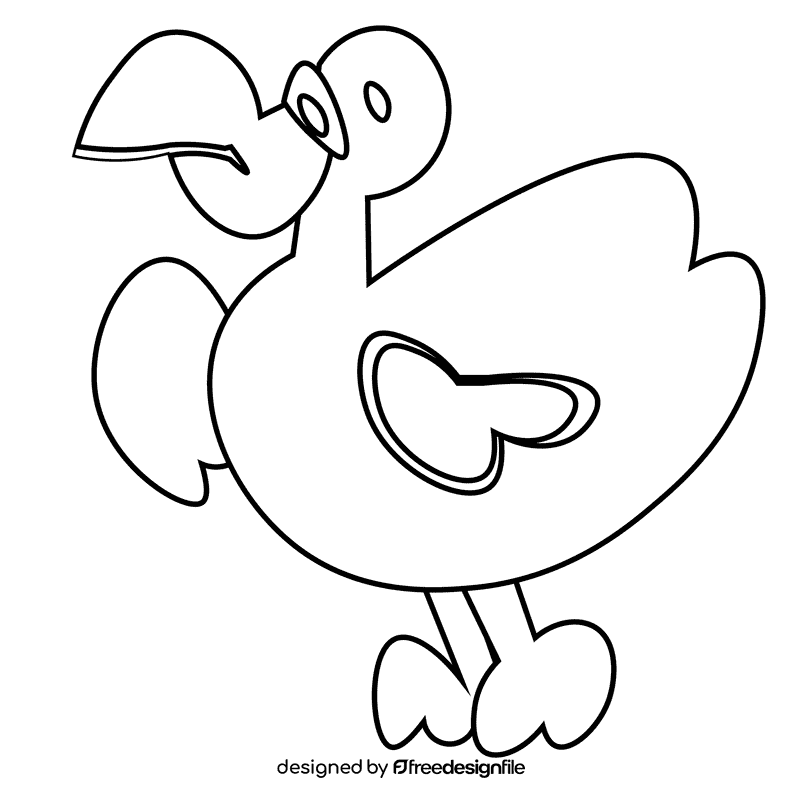 Prehistoric dodo bird black and white clipart