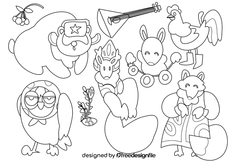 Russia animals black and white vector