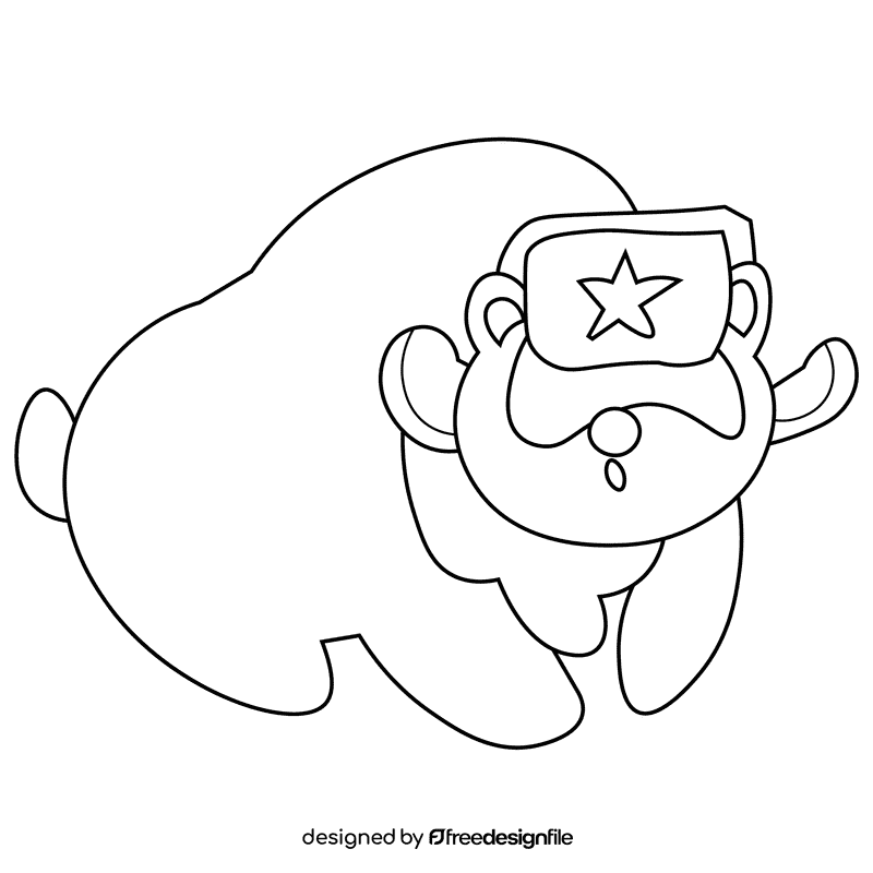 Russia bear black and white clipart