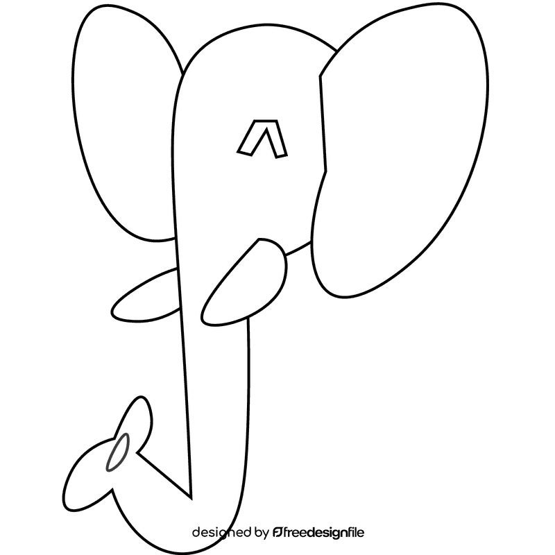 Safari elephant black and white clipart