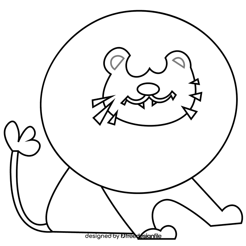 Safari lion black and white clipart