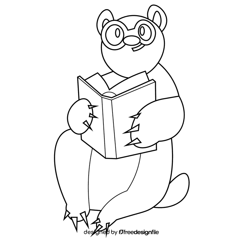 School bear black and white clipart