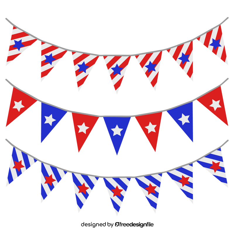 US Independence Day banner flags clipart